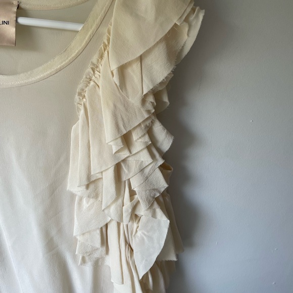 Erika Cavallini Semi-Couture Ruffle Sleeves Ivory Top Size 40 100% Silk - Picture 2 of 6